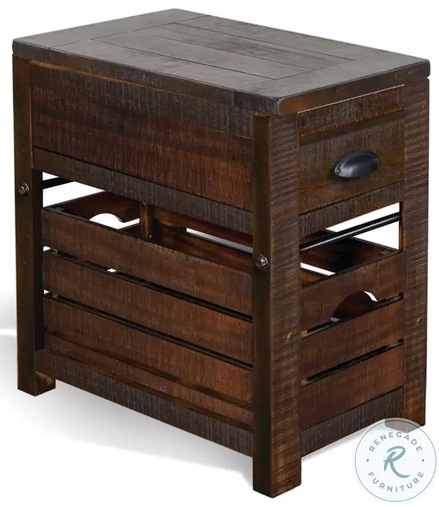 Cozy Luxe Dark Brown 1 Drawer Rectangular Chair Side Table