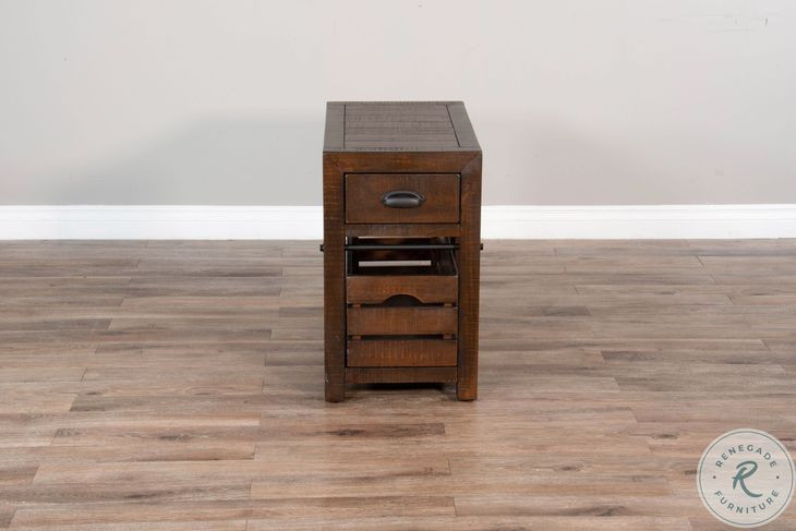 Cozy Luxe Dark Brown 1 Drawer Rectangular Chair Side Table