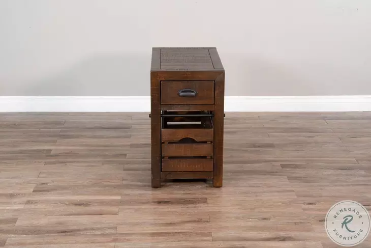 Cozy Luxe Dark Brown 1 Drawer Rectangular Chair Side Table