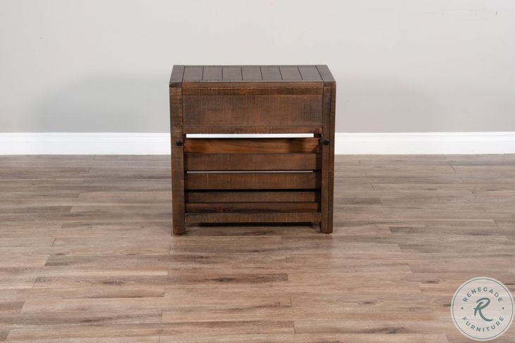 Cozy Luxe Dark Brown 1 Drawer Rectangular Chair Side Table