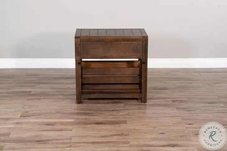 Cozy Luxe Dark Brown 1 Drawer Rectangular Chair Side Table