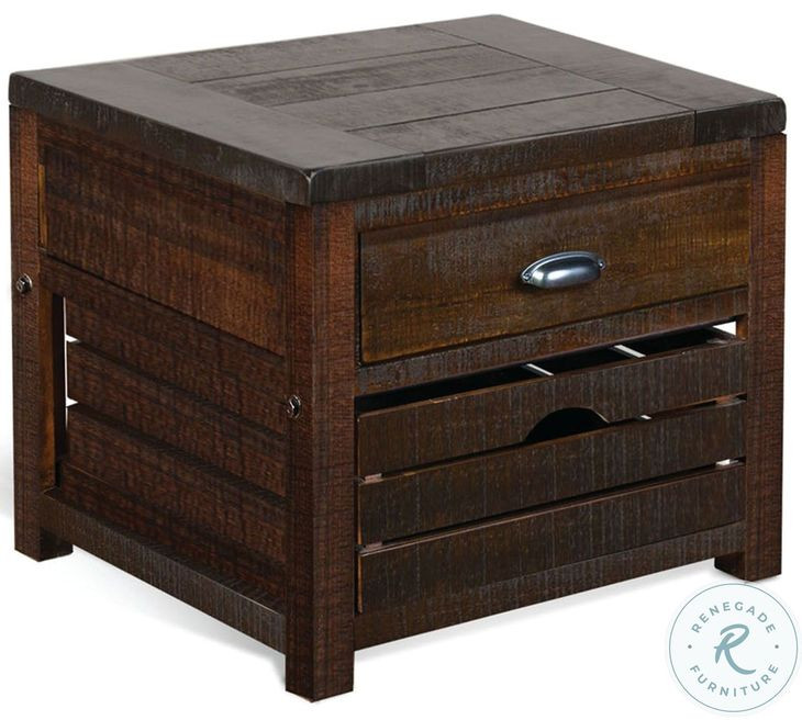 Havenstead Dark Brown Rectangular End Table with Drawer