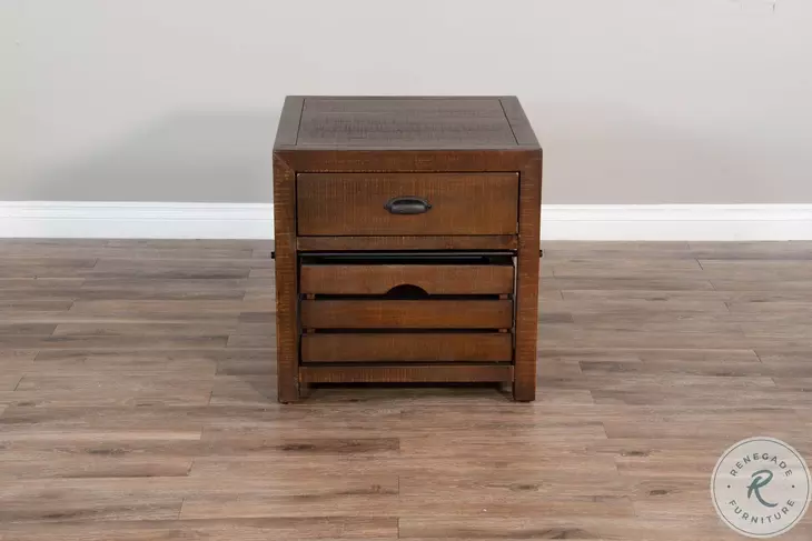 Havenstead Dark Brown Rectangular End Table with Drawer