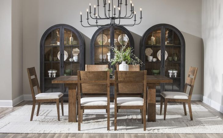 Artisans Place Vintage Pine and Ironwood 106" Extendable Rectangular Dining Room Set