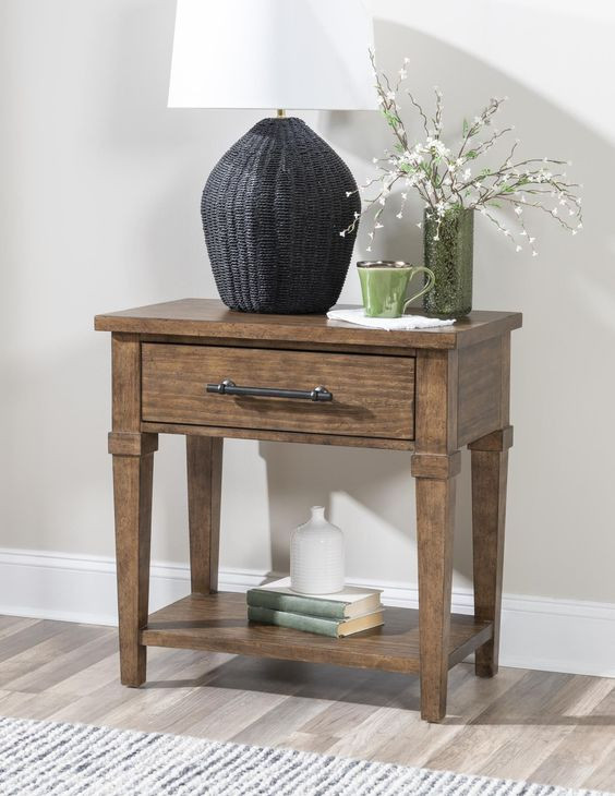 Artisans Place Vintage Pine and Ironwood 1 Drawer Nightstand with USB Charging