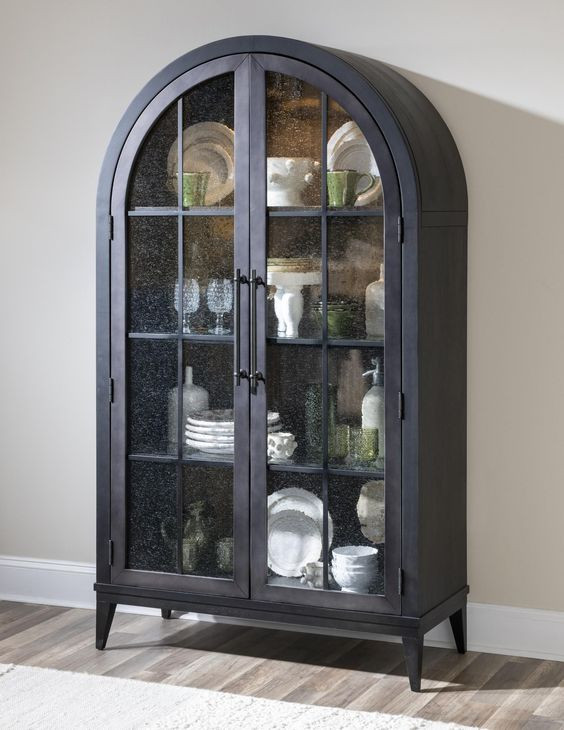 Artisans Place Vintage Pine and Ironwood 2 Door Display Cabinet with LED