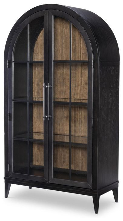 Artisans Place Vintage Pine and Ironwood 2 Door Display Cabinet with LED