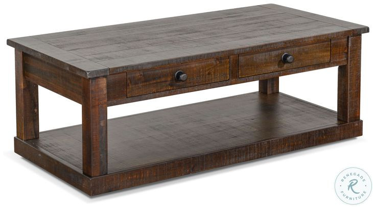 Ember Grace Dark Brown 48" Rectangular Coffee Table with Casters