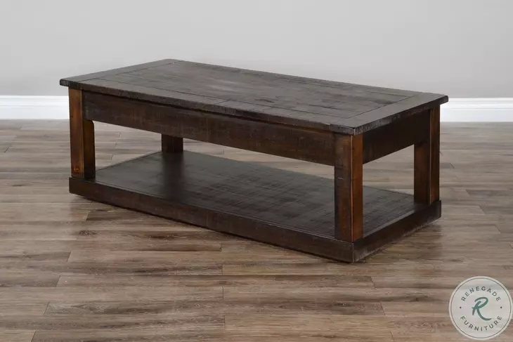 Ember Grace Dark Brown 48" Rectangular Coffee Table with Casters