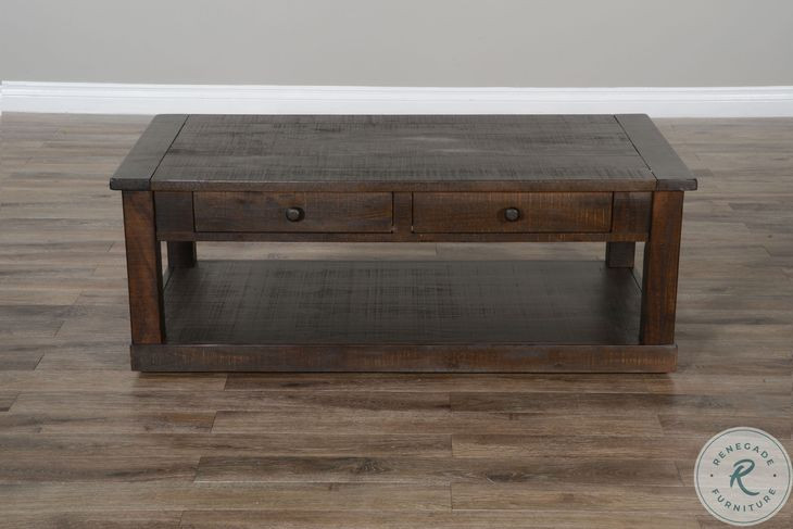 Ember Grace Dark Brown 48" Rectangular Coffee Table with Casters