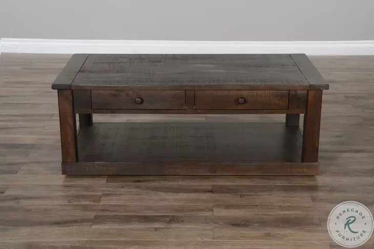 Ember Grace Dark Brown 48" Rectangular Coffee Table with Casters