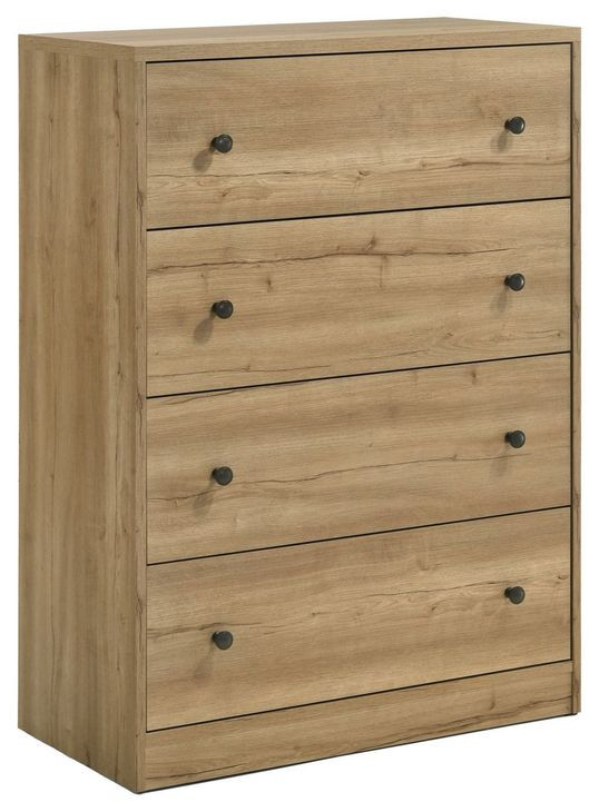 Vega Natural Oak Melamine 4 Drawer Chest