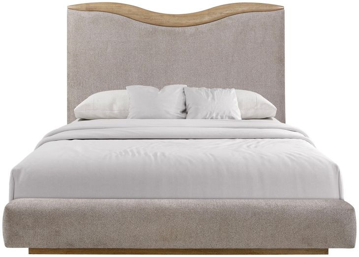Blue Mallee Beige and Brown King Upholstered Panel Bed