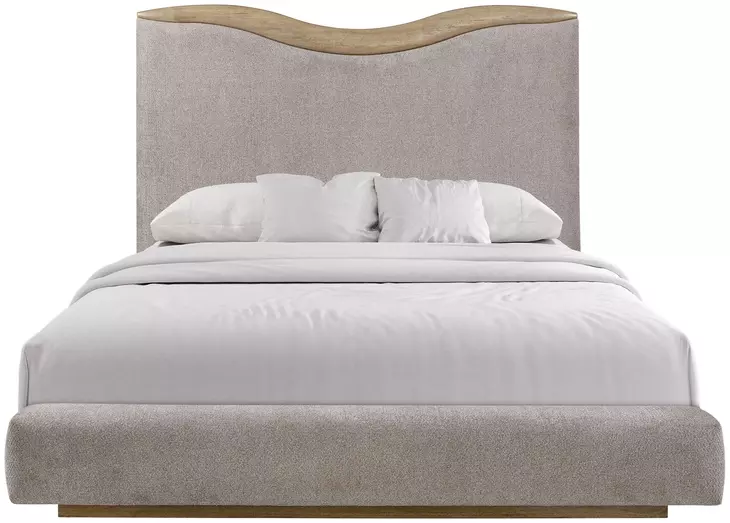 Blue Mallee Beige and Brown King Upholstered Panel Bed