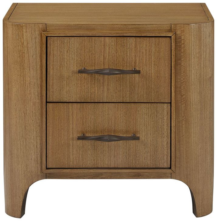 Blue Mallee Brown 2 Drawer Nightstand with USB Charging