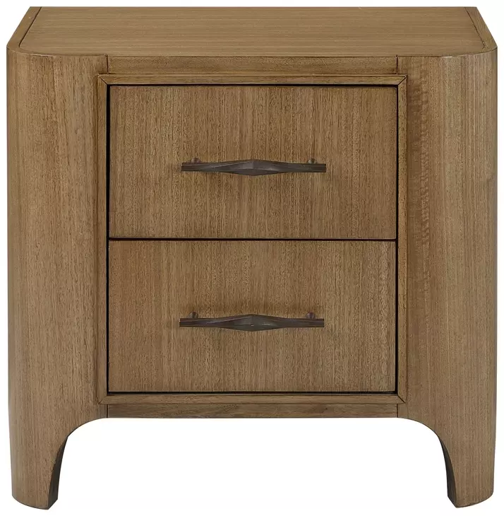 Blue Mallee Brown 2 Drawer Nightstand with USB Charging