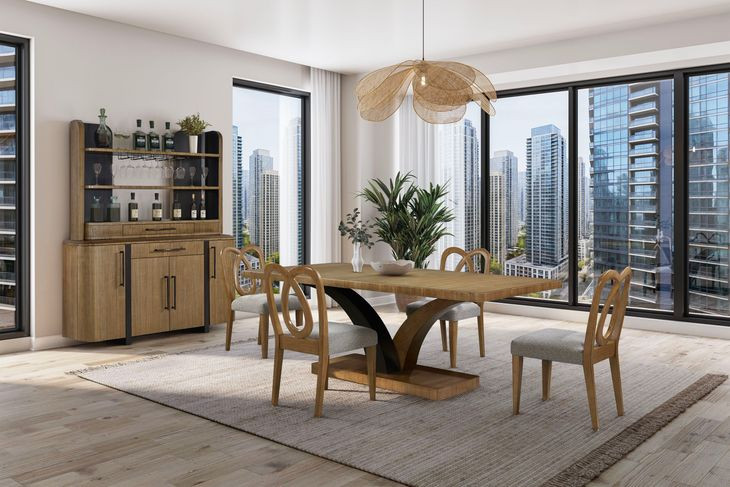 Blue Mallee Brown and Black 84" Rectangular Dining Table