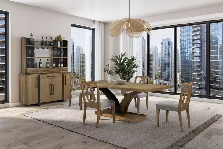Blue Mallee Brown and Black 84" Rectangular Dining Table