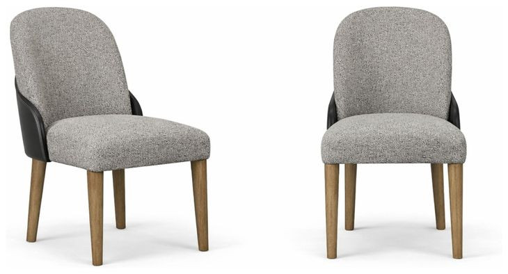 Blue Mallee Gray and Brown Upholstered Barrel Back Side Chair Set of 2