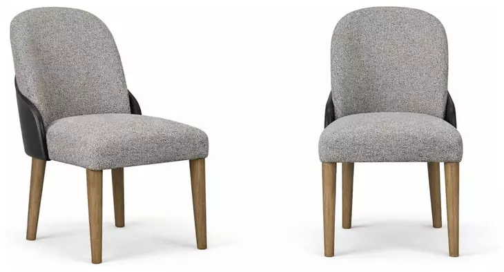 Blue Mallee Gray and Brown Upholstered Barrel Back Side Chair Set of 2