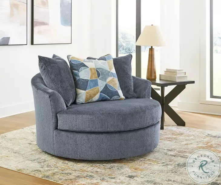 Maxon Place Navy Oversized Swivel Accent Chair
