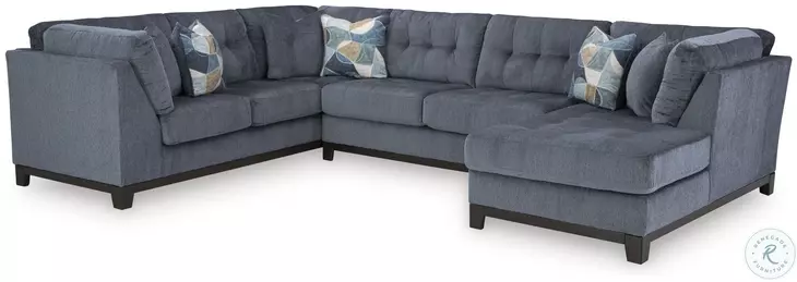 Maxon Place Navy 3 Piece Sectional with RAF Chaise