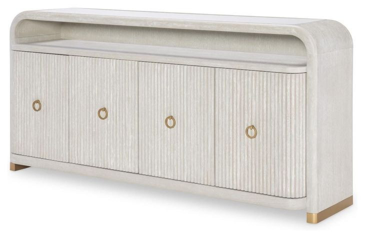 Miramar Oyster 4 Door Glass Top Credenza