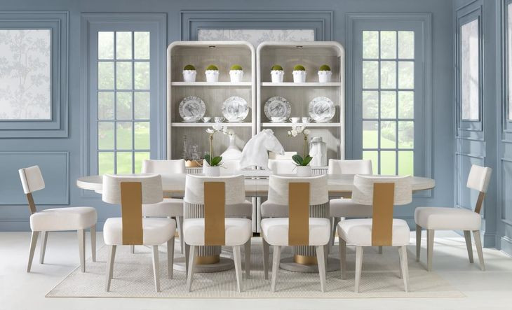 Miramar Oyster 4 Door Glass Top Credenza