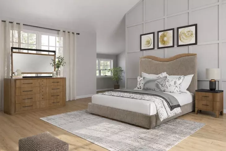 Blue Mallee Beige and Brown Upholstered Panel Bedroom Set