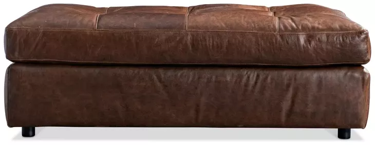 Nest Brown Leather Upholstered Rectangular Ottoman