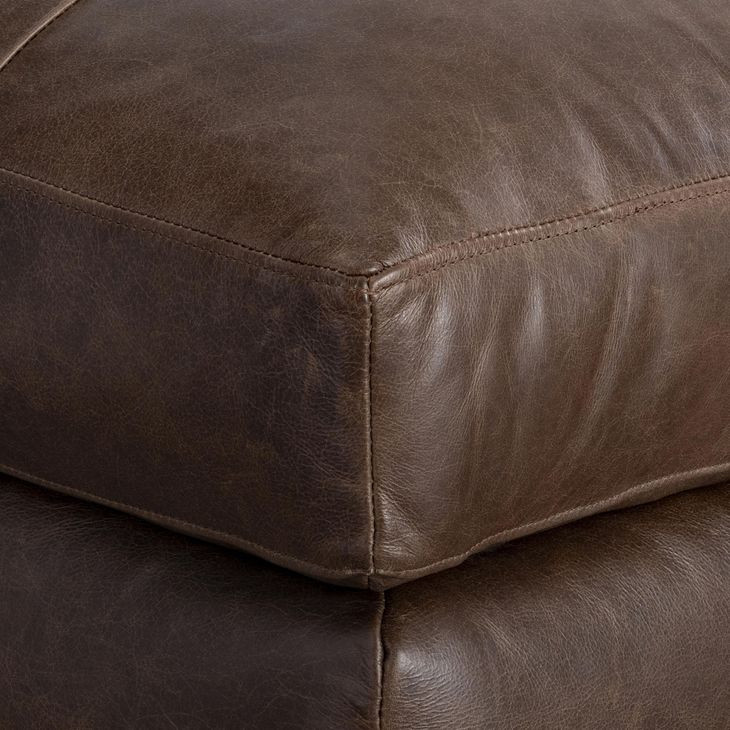 Nest Brown Leather Rectangular Ottoman