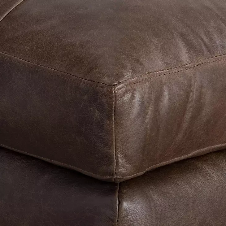 Nest Brown Leather Upholstered Rectangular Ottoman