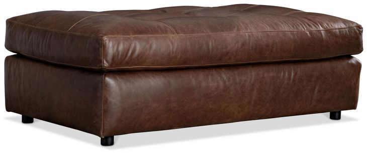 Nest Brown Leather Rectangular Ottoman
