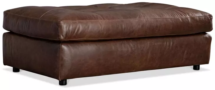 Nest Brown Leather Upholstered Rectangular Ottoman