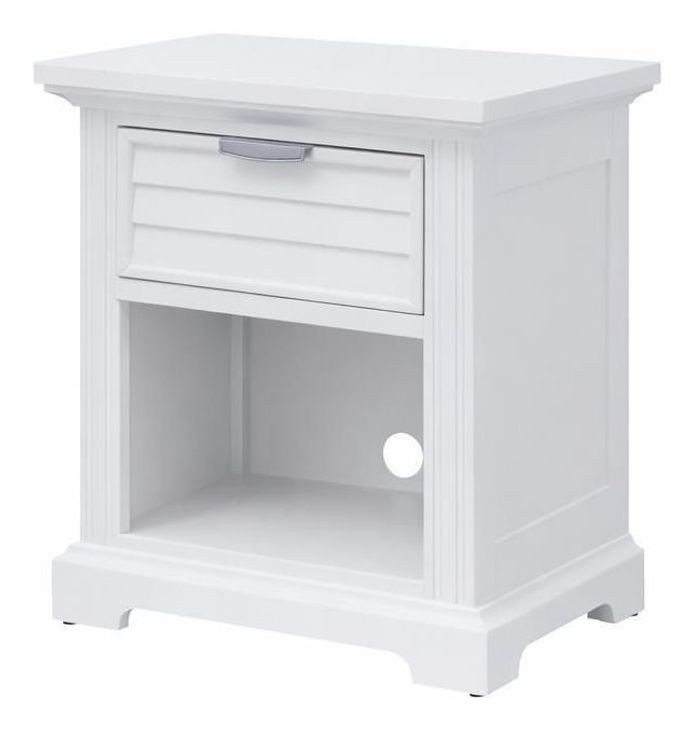 Heritage Coast Coastal White 1 Drawer Nightstand with USB Charging