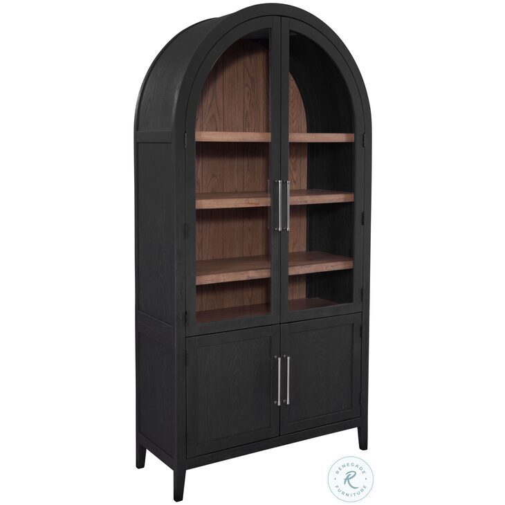 Fynn Matte Black And Light Natural Display Cabinet