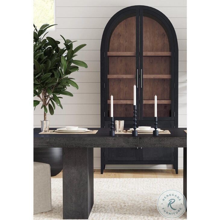 Fynn Matte Black And Light Natural Display Cabinet
