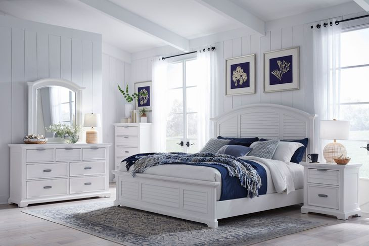 Heritage Coast Coastal White King Panel Bed