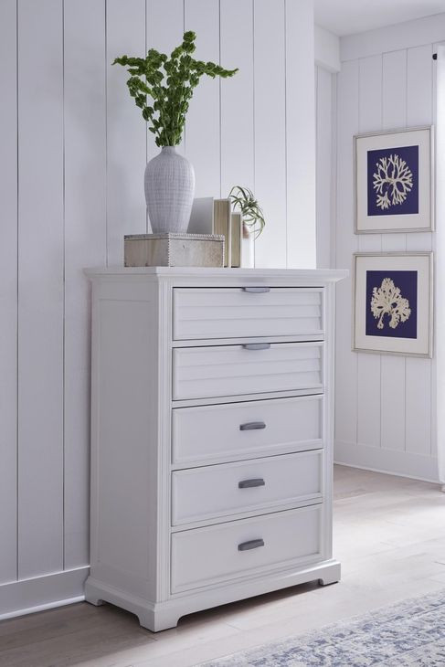 Heritage Coast Coastal White 5 Drawer Chest