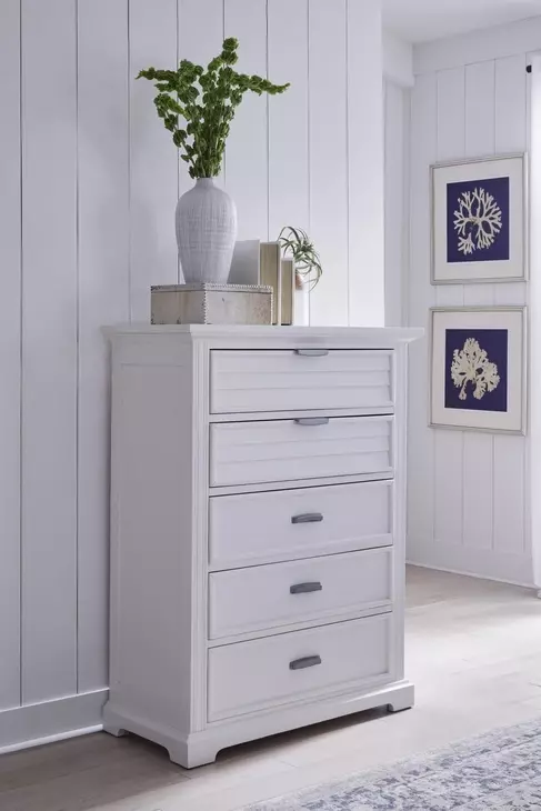 Heritage Coast Coastal White 5 Drawer Chest