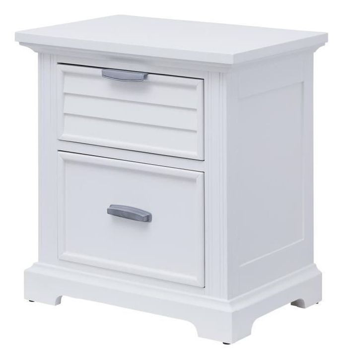 Heritage Coast Coastal White 2 Drawer Nightstand with USB Charging and Puck Light