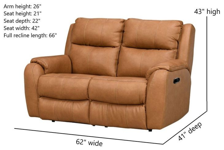 Marquis Caramel Leather 62" Wall Hugger Reclining Loveseat