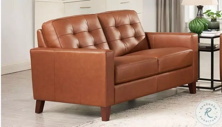 Cassian Nutmeg Top Grain Leather Loveseat
