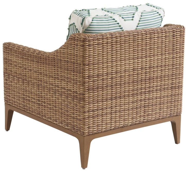 Palm Desert Poolside Green and White Upholstered Outdoor Lounge Chair