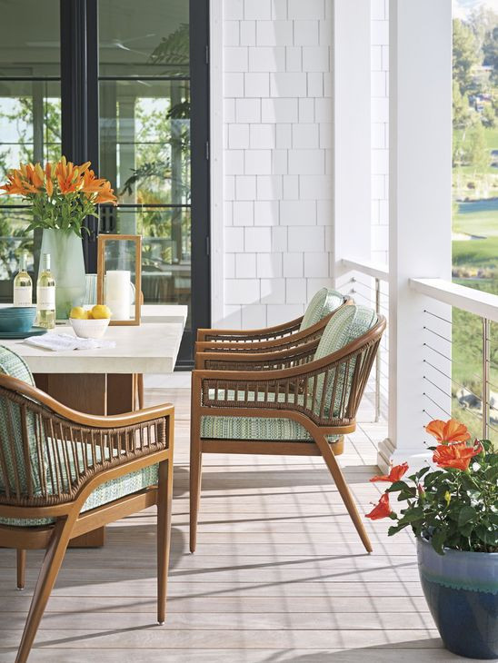 Palm Desert Poolside Green Upholstered Outdoor Arm Chair