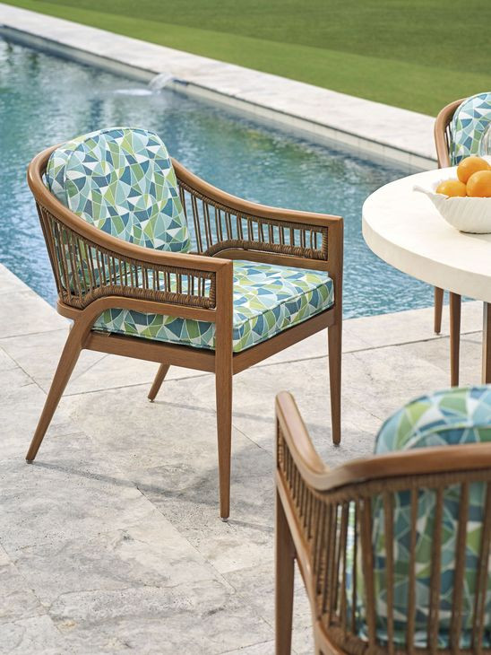 Palm Desert Poolside Blue Upholstered Outdoor Arm Chair