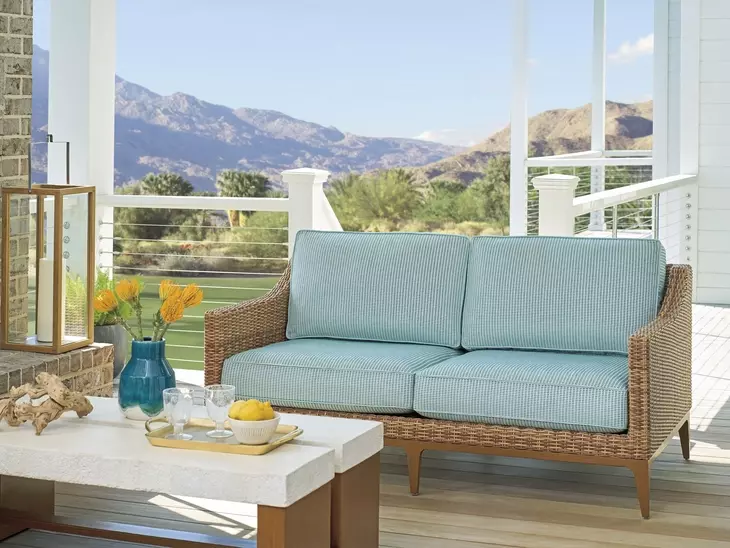 Palm Desert Poolside Green Outdoor 66" Loveseat