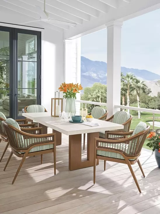 Palm Desert Poolside Green Upholstered Outdoor Arm Chair