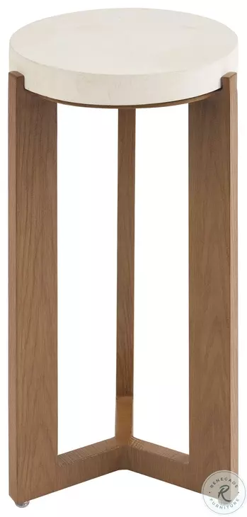 Palm Desert Poolside White Agate Stone And Brown Accent Table