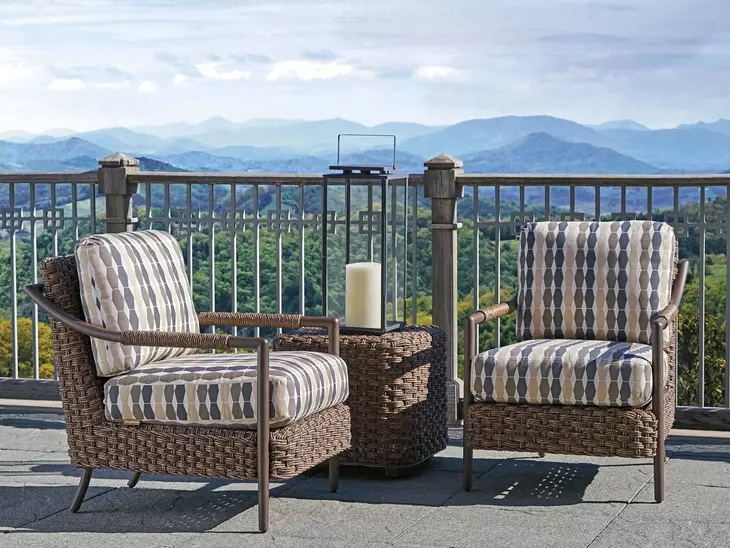 Kilimanjaro Beige and Black Upholstered Outdoor Occasional Chair